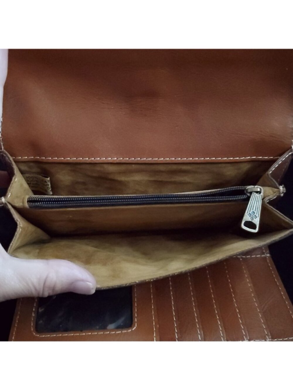 Patricia Nash Trifold Wallet Clutch Card Organizer Floral Leather Brown Red - Picture 5 of 5